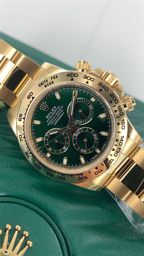 rolex daytona 116508 yellow gold dial watch|Rolex daytona green dial price.